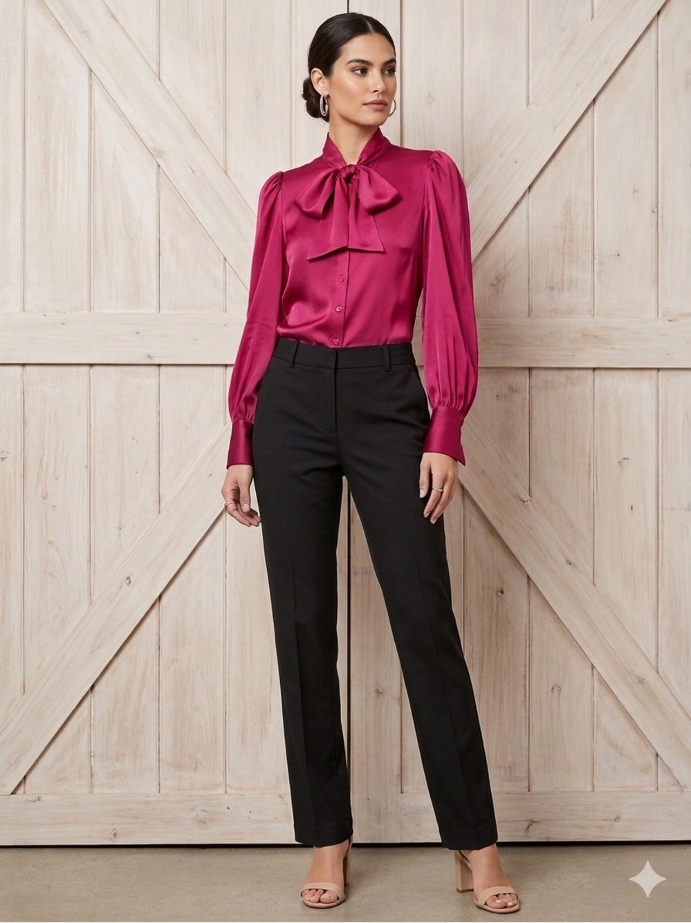 SANDRA ANGELOZZI 100% Silk Fuchsia Blouse